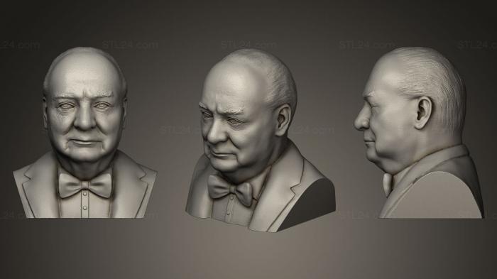 Бюсты и барельефы известных личностей (Уинстон Черчилль, BUSTC_0651) 3D модель для ЧПУ станка